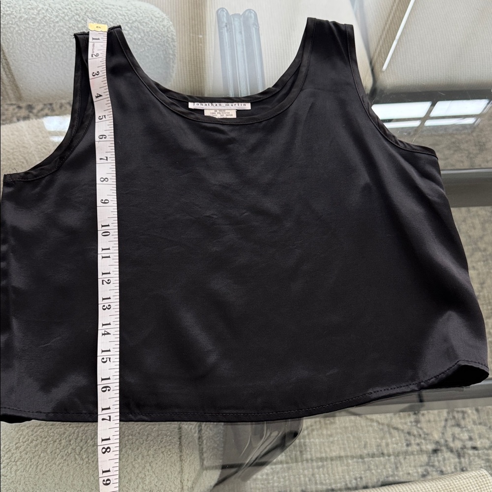 Jonathan Martin  Black Semi Sheer Blouse with satin like crop tank never worn.